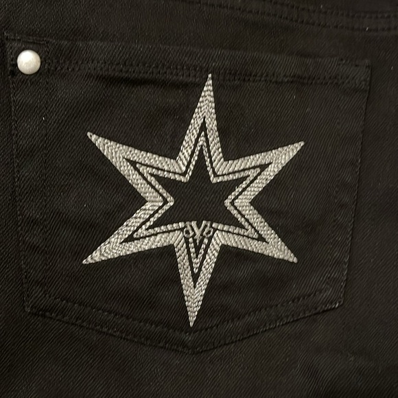 NWOT VICTORIA BECKHAM star black cropped jeans, size 32 - Picture 5 of 11